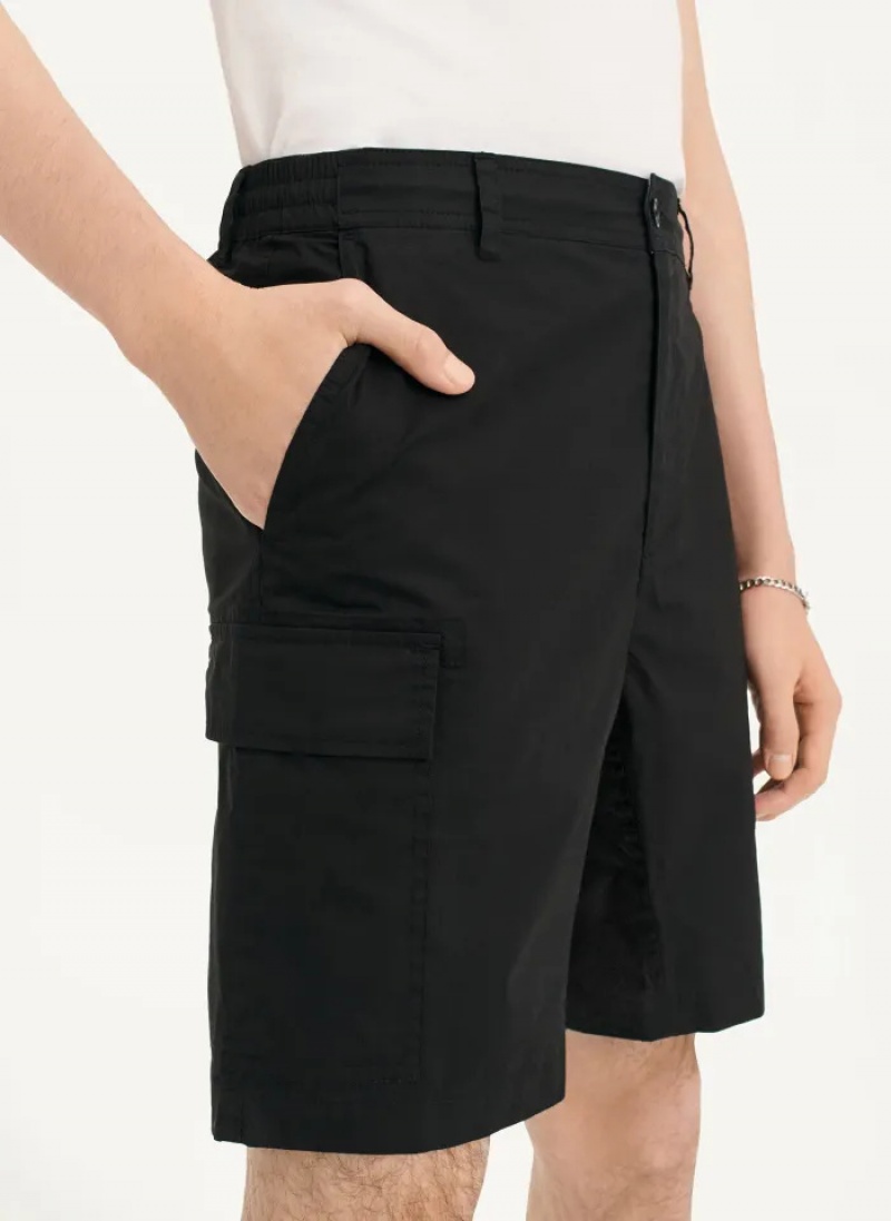 Black Men\'s Dkny Poplin Cargo Shorts | 1539CMVHN