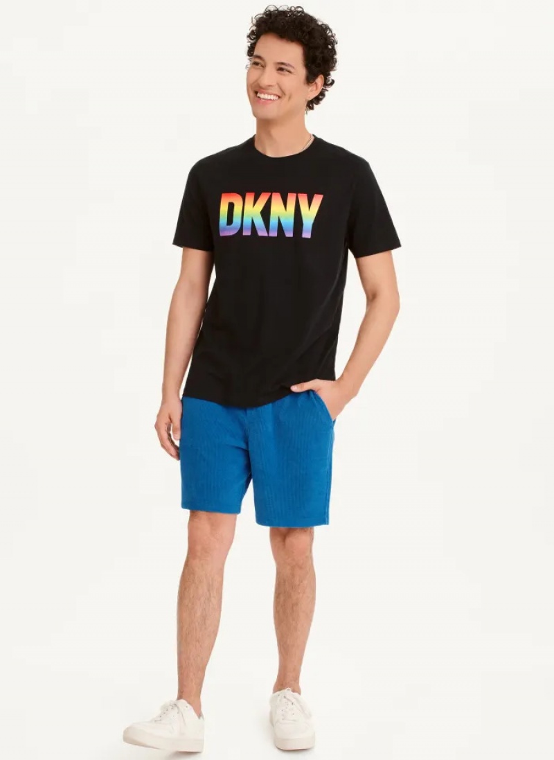 Black Men's Dkny Pride T Shirts | 9378LHENX