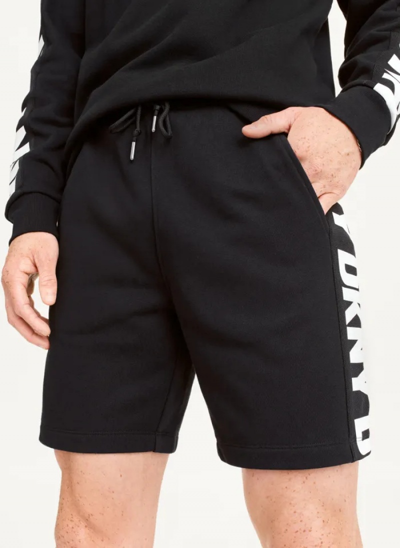 Black Men\'s Dkny Repeated Logo Shorts | 7241HIXUP