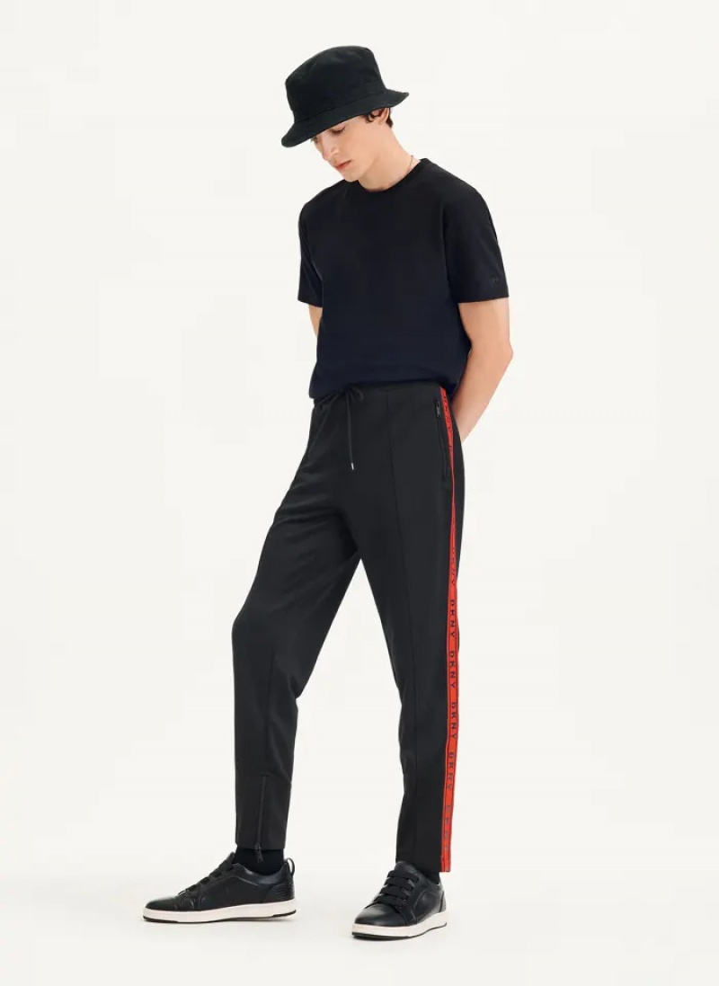 Black Men's Dkny Retro Track Pants | 8091DOUYI