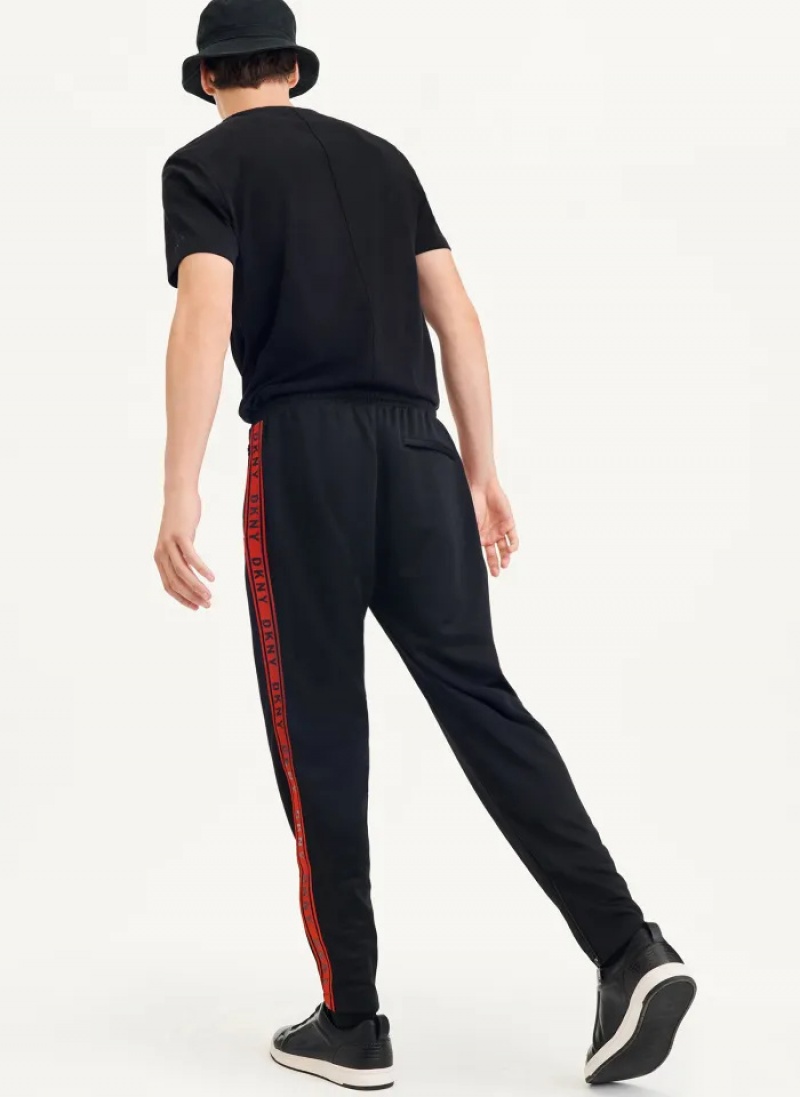 Black Men's Dkny Retro Track Pants | 8091DOUYI