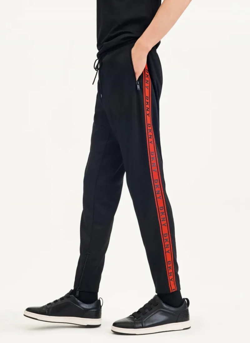 Black Men\'s Dkny Retro Track Pants | 8091DOUYI