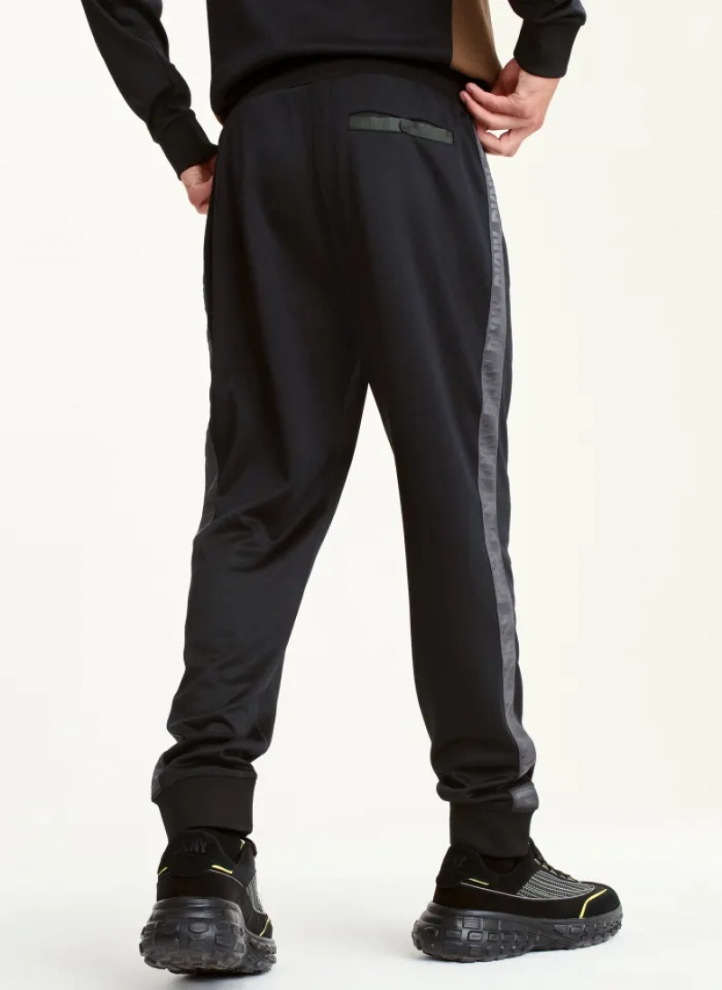 Black Men's Dkny Tape Detail Track Pants | 2145VOFIP