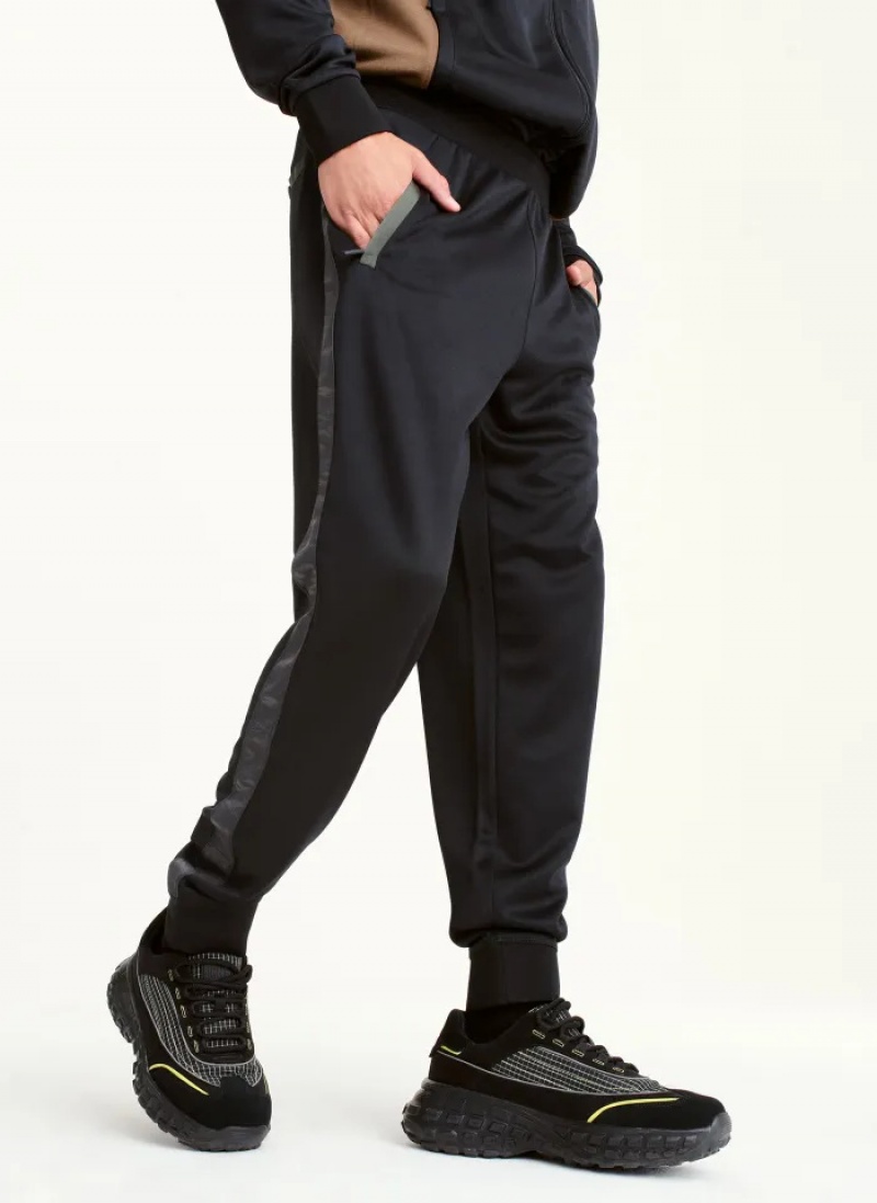 Black Men\'s Dkny Tape Detail Track Pants | 2145VOFIP