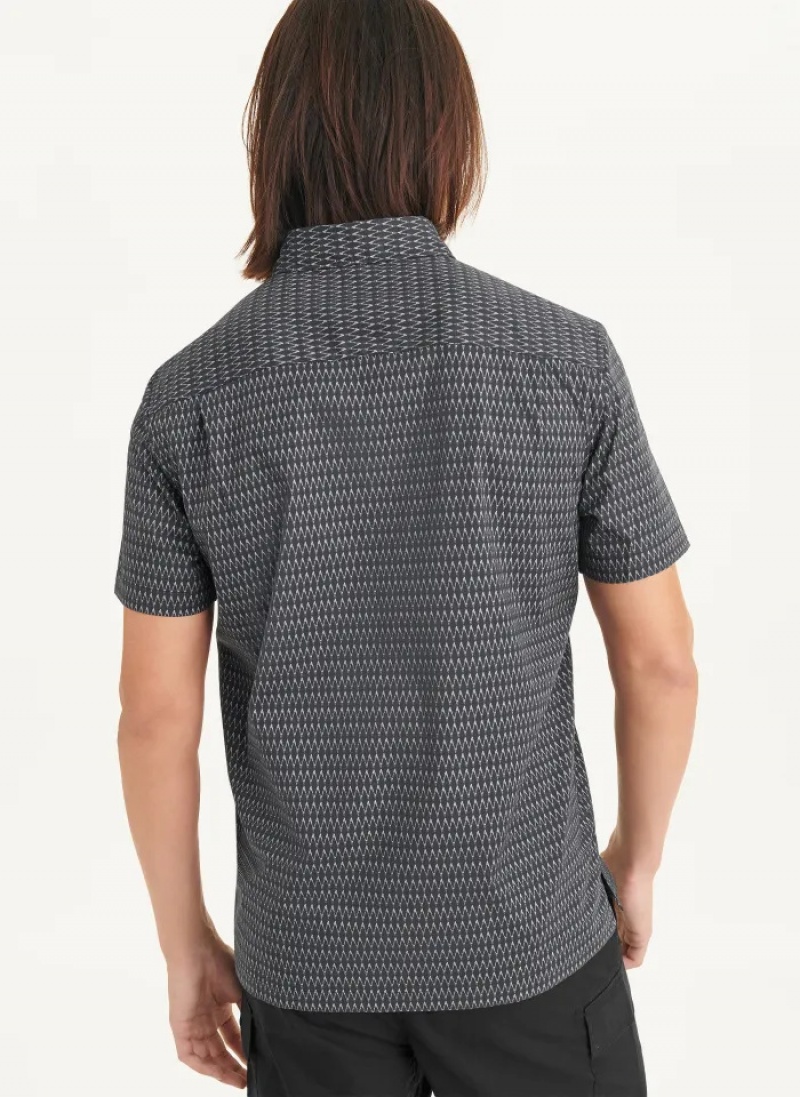 Black Men's Dkny Textured Diamond Shirts | 9512GWTMD