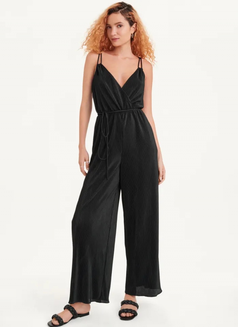 Black Women's Dkny Belted All-In-One Jumpsuit | 8057UZSFY