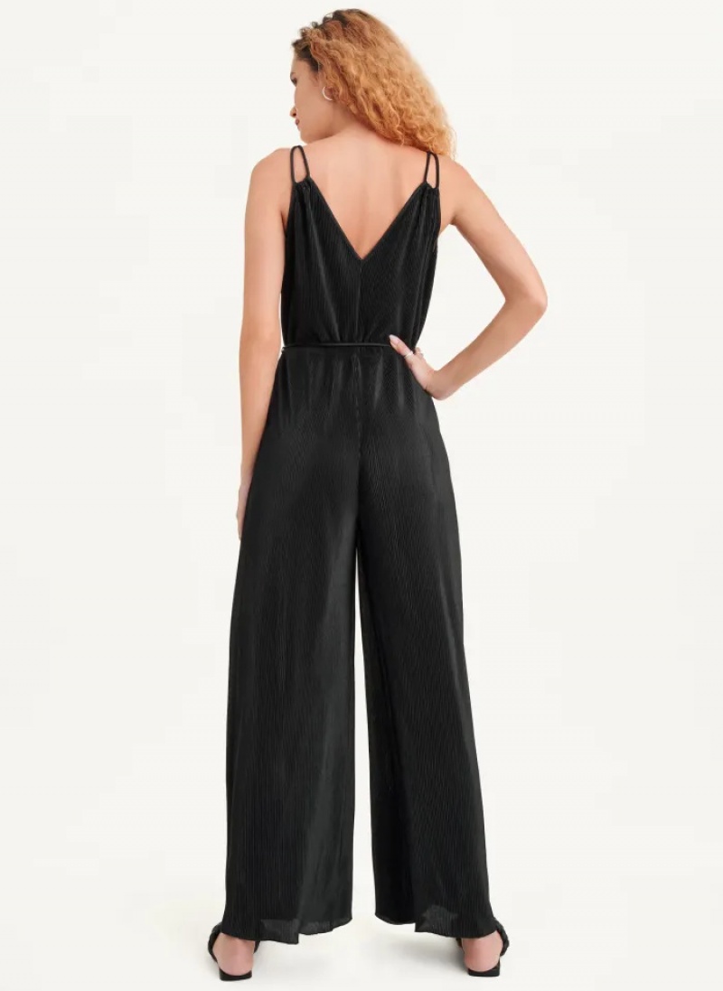 Black Women's Dkny Belted All-In-One Jumpsuit | 8057UZSFY