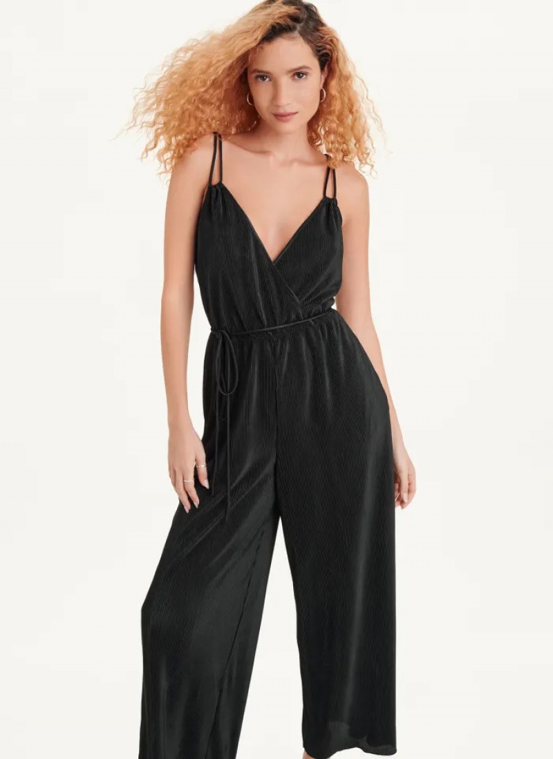 Black Women\'s Dkny Belted All-In-One Jumpsuit | 8057UZSFY