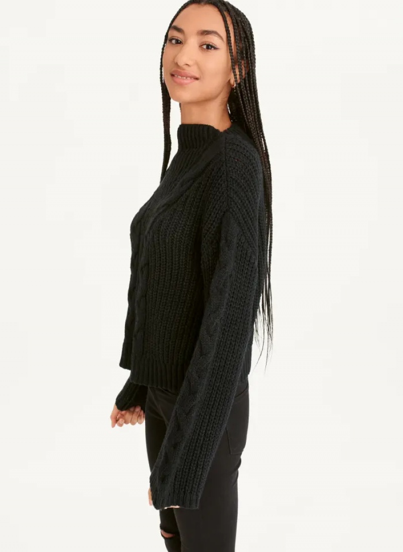 Black Women's Dkny Cable Knit Sweaters | 1973INLPY