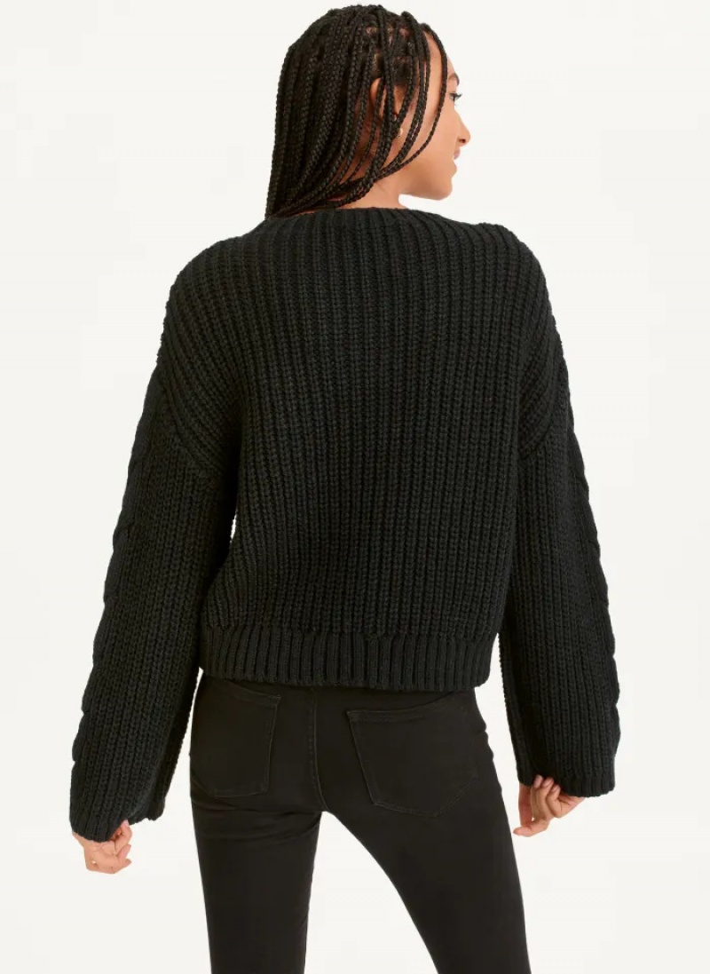 Black Women's Dkny Cable Knit Sweaters | 1973INLPY