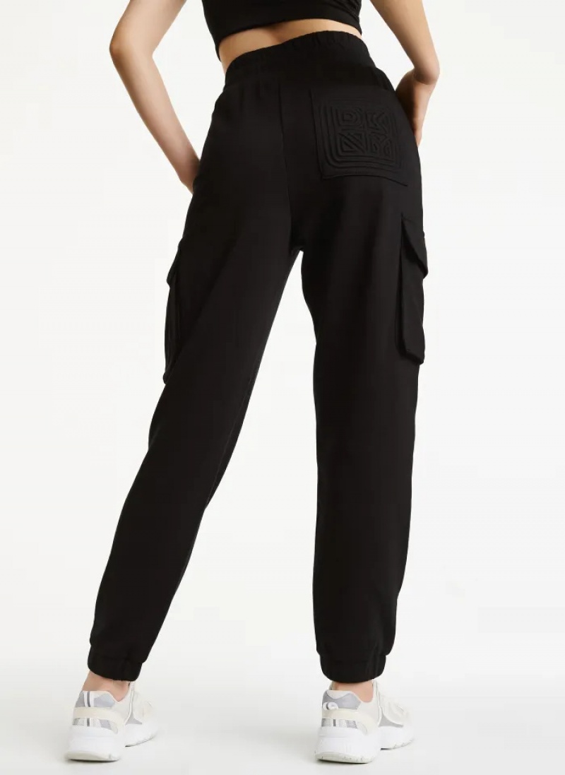 Black Women's Dkny Cotton Jersey Cargo Jogger Pants | 4017ORDCU