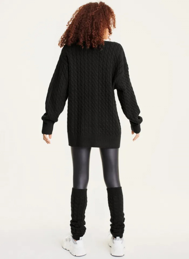 Black Women's Dkny Cozy Cable Knit And Leg Warmers Sweaters | 9801AVJHL