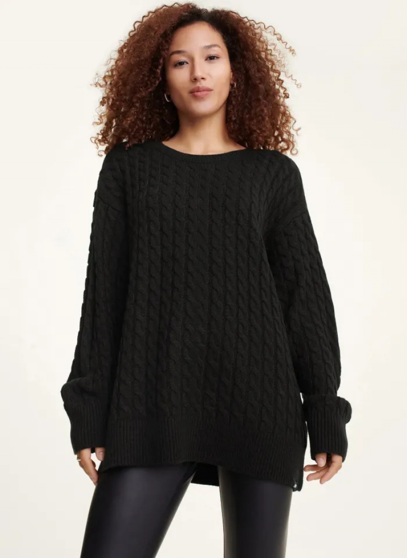 Black Women's Dkny Cozy Cable Knit And Leg Warmers Sweaters | 9801AVJHL