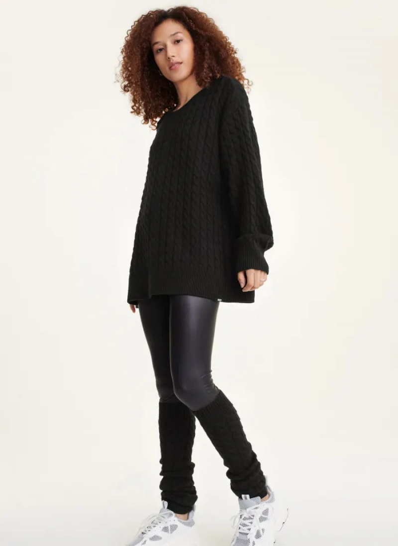 Black Women\'s Dkny Cozy Cable Knit And Leg Warmers Sweaters | 9801AVJHL