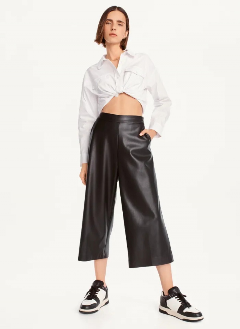 Black Women's Dkny Crop Wide-Leg Pants | 9217MVJLG