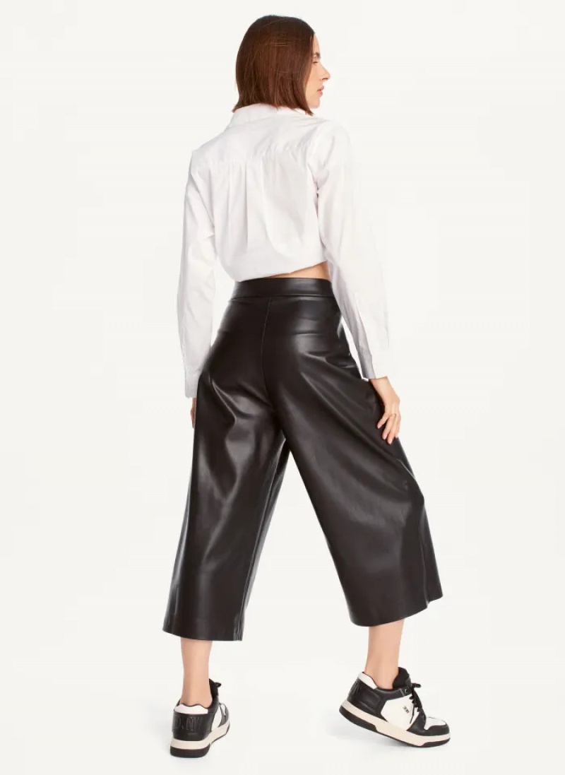 Black Women's Dkny Crop Wide-Leg Pants | 9217MVJLG