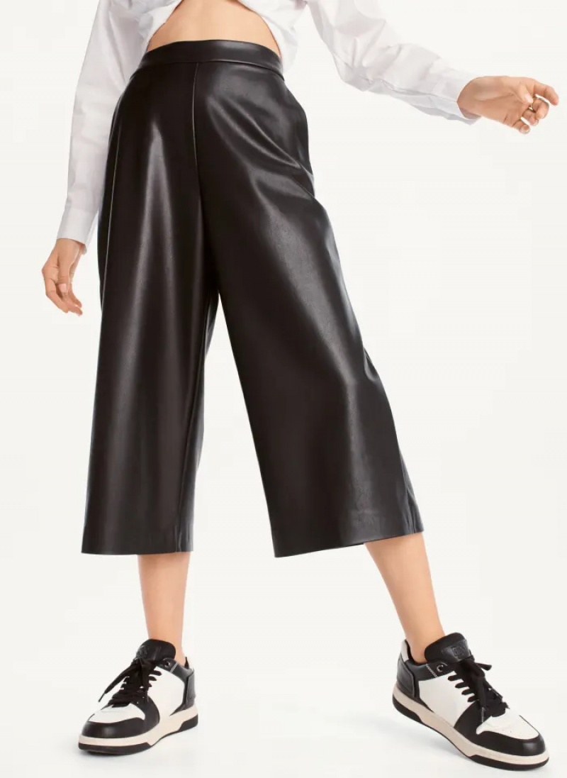 Black Women\'s Dkny Crop Wide-Leg Pants | 9217MVJLG