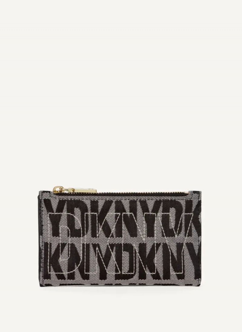 Black Women\'s Dkny Elsa Bifold Card Holder Wallet | 2176YAIKZ