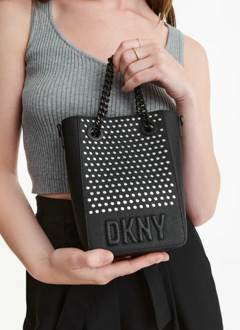 Black Women's Dkny Essex Saffiano North-South Crossbody Bags | 3025XMATI