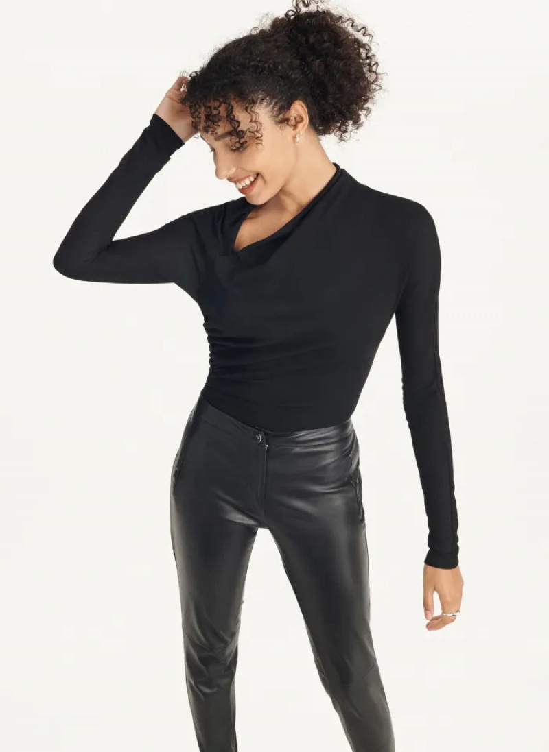 Black Women's Dkny Faux Leather Skinny Pants | 5831WGQMO