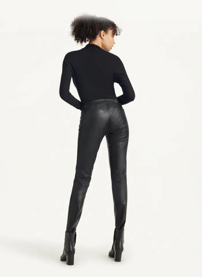 Black Women's Dkny Faux Leather Skinny Pants | 5831WGQMO