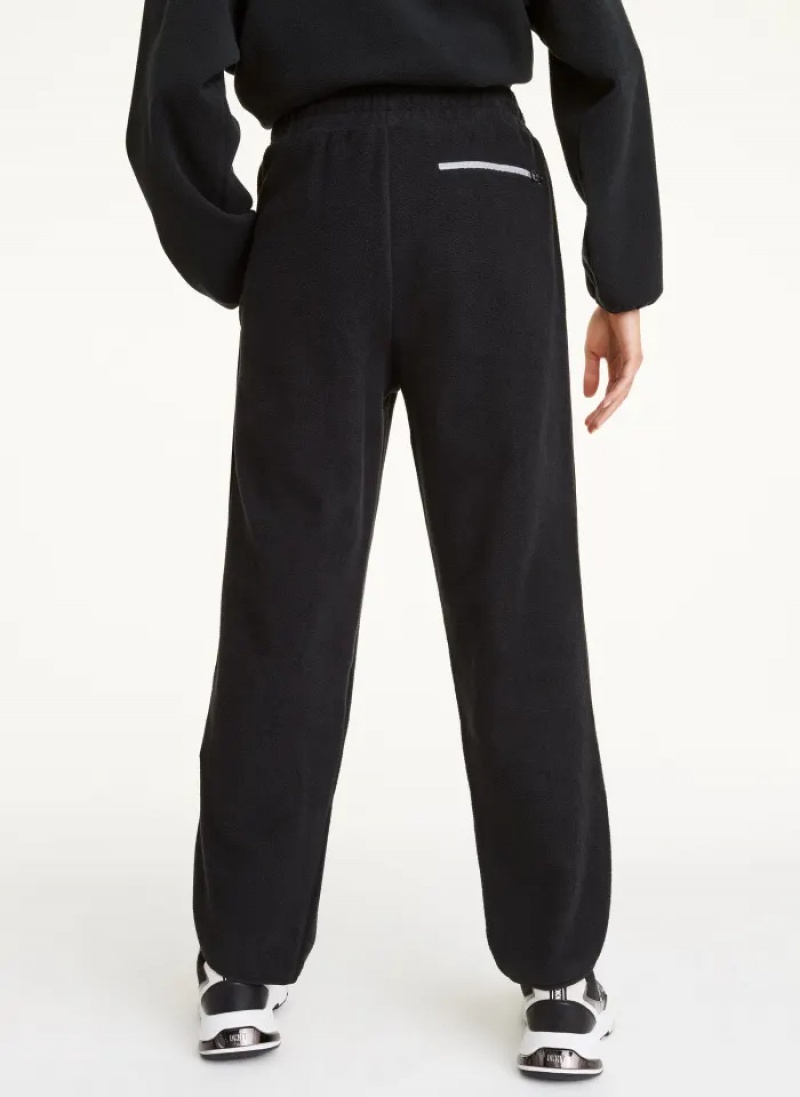 Black Women's Dkny Fleece Pocket Pants | 1593EMUQS