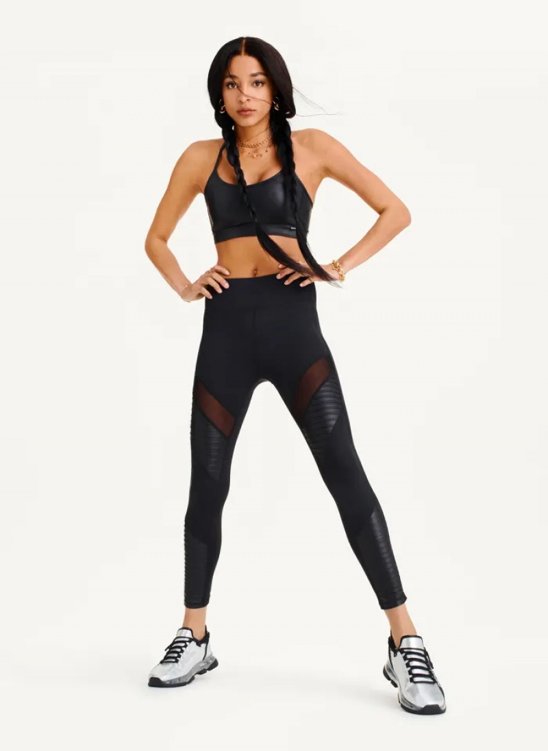 Black Women's Dkny High Waisted Moto Leggings | 4531XDAVQ