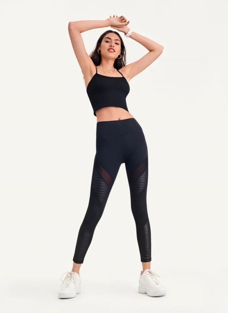 Black Women's Dkny High Waisted Moto Tight | 5076TKSOV