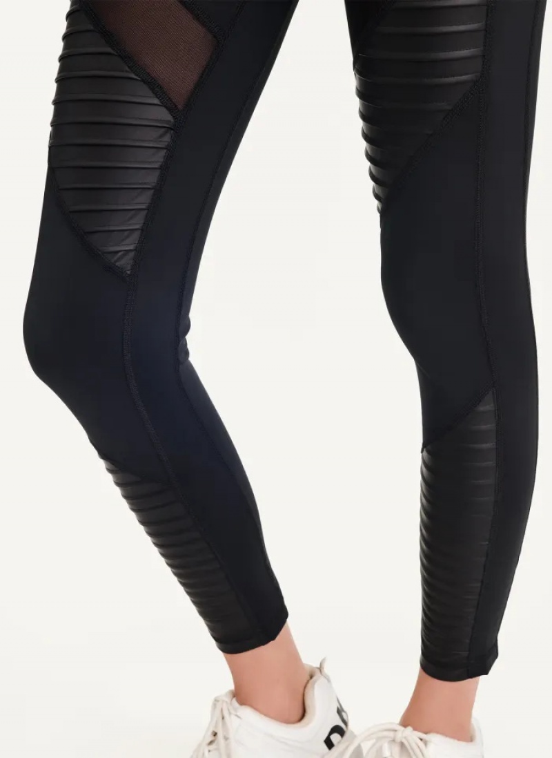 Black Women's Dkny High Waisted Moto Tight | 5076TKSOV