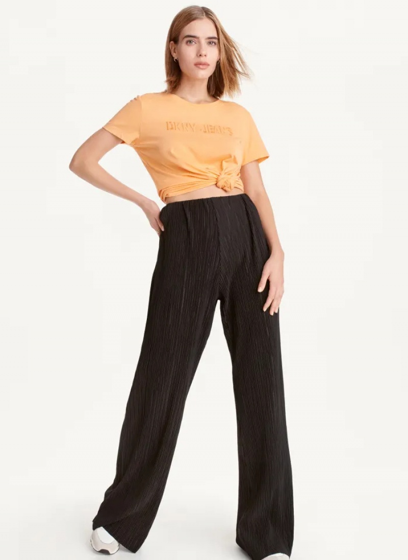 Black Women's Dkny High Waisted Pleated Flare Pants | 9873XDKTV