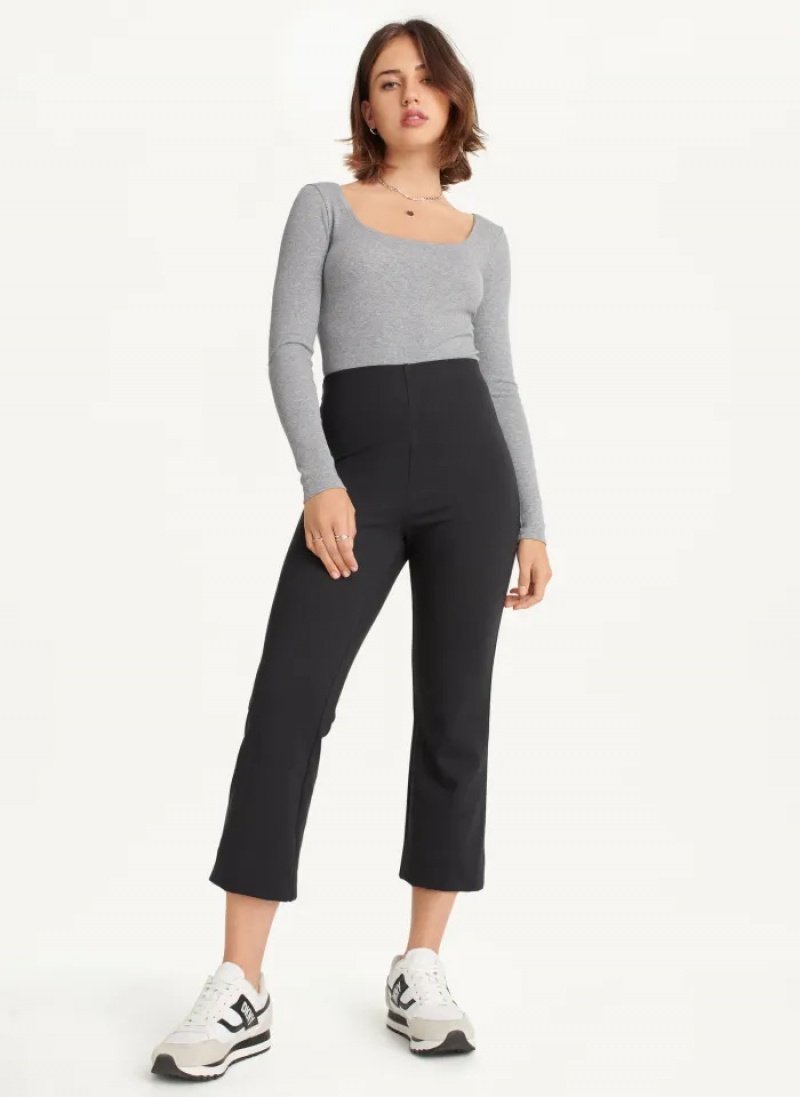 Black Women's Dkny Kick Flare Crop Pants | 0574OACSQ