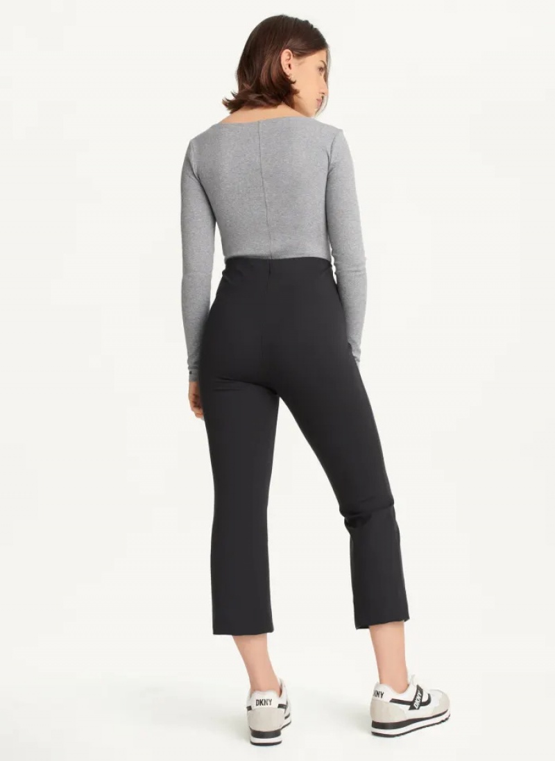 Black Women's Dkny Kick Flare Crop Pants | 0574OACSQ