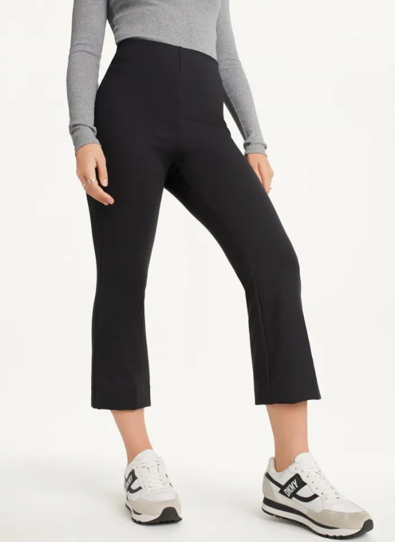 Black Women\'s Dkny Kick Flare Crop Pants | 0574OACSQ