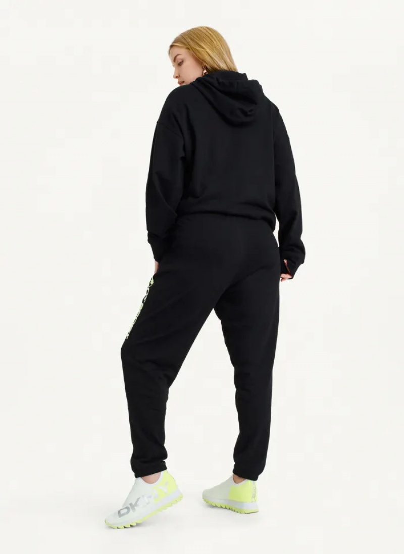 Black Women's Dkny Layered Shadow Logo High Rise Relaxed Jogger Pants | 8301ZTWNG