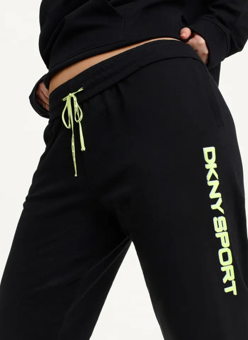 Black Women\'s Dkny Layered Shadow Logo High Rise Relaxed Jogger Pants | 8301ZTWNG