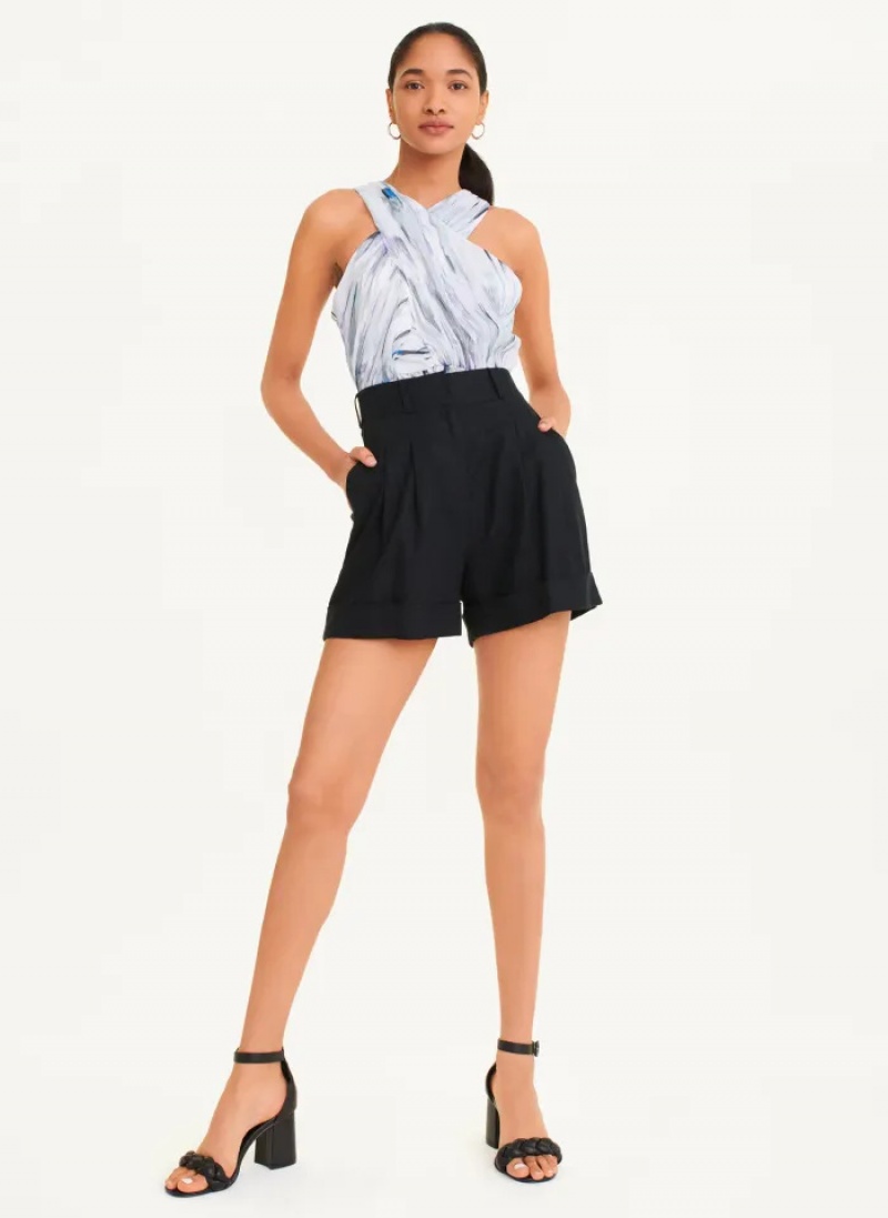 Black Women's Dkny Linen Viscose Shorts | 9071SGVZC