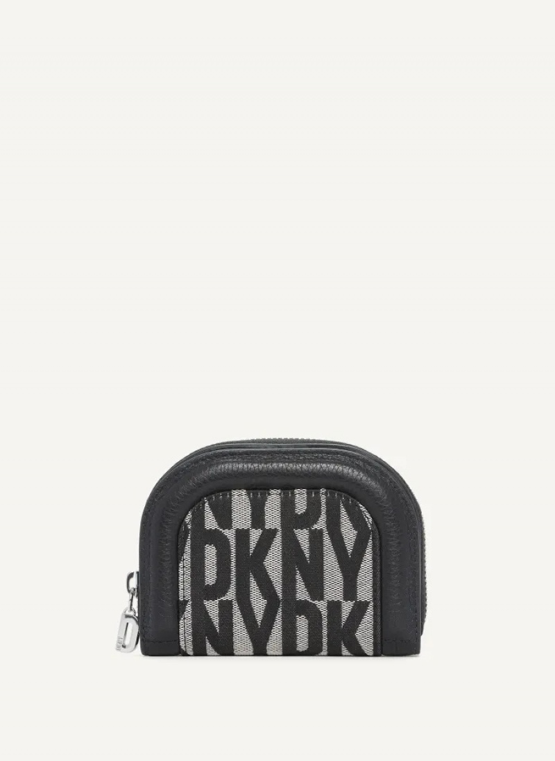 Black Women\'s Dkny Metro Lth Half Zip Around Wallet | 8972AJZPC