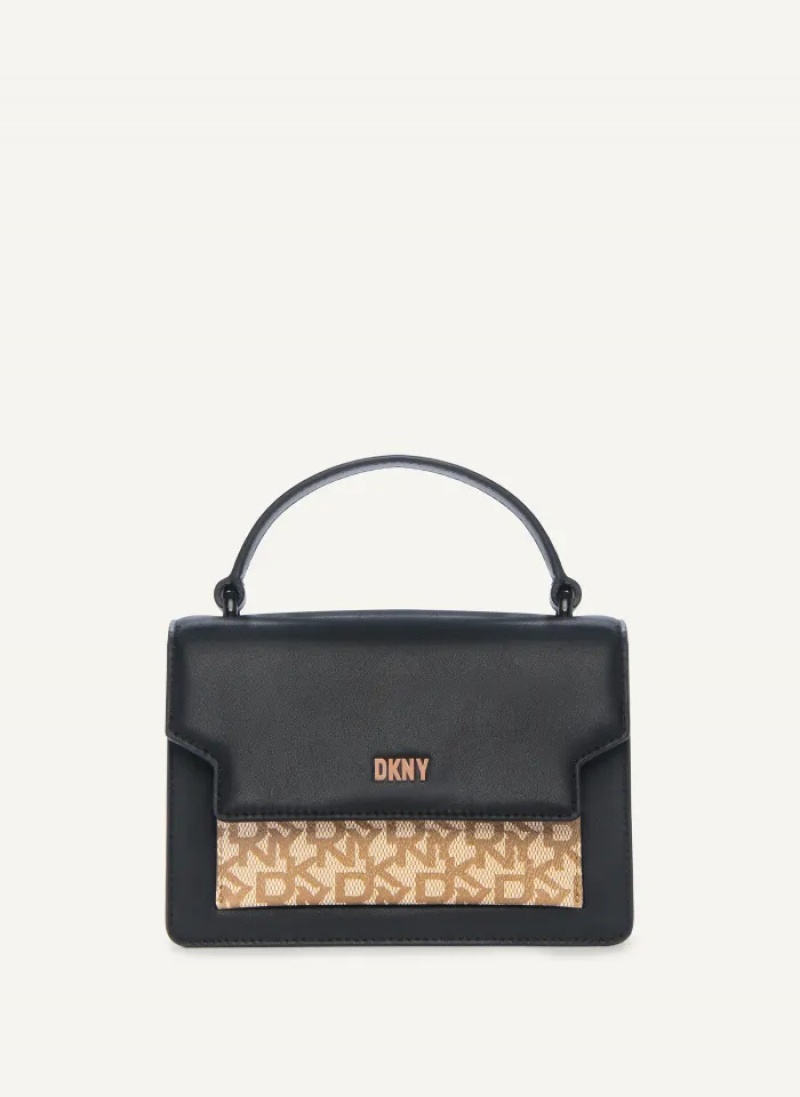 Black Women\'s Dkny Millie Leather Top Handle Crossbody Bags | 5498RYPOZ