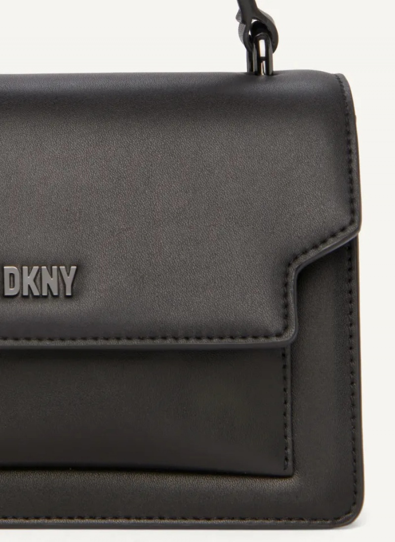 Black Women's Dkny Millie Leather Top Handle Crossbody Bags | 0728BFMCW