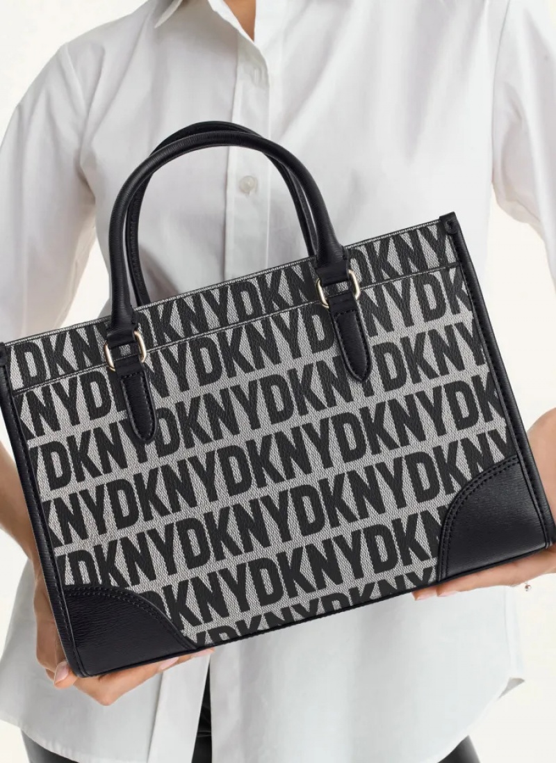 Black Women's Dkny Perri Box Satchel Bags | 8905YQRTD