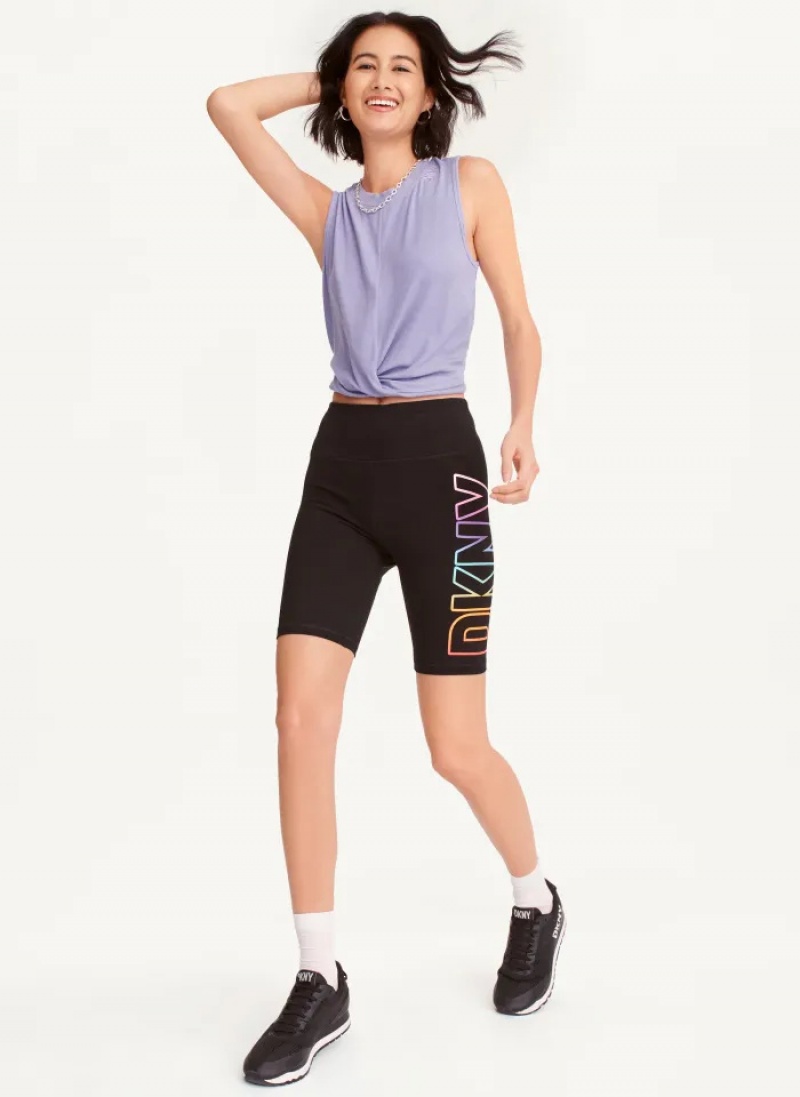 Black Women's Dkny Pride Logo Bike Shorts | 0182TDHLF