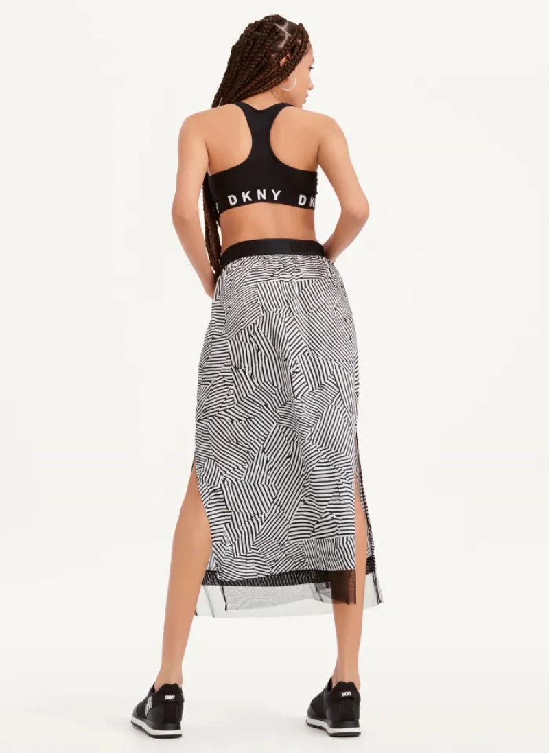 Black Women's Dkny Printed Pull On Skirt | 5179WQVSD