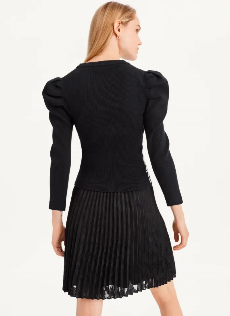 Black Women's Dkny Puff Sleeve Sweaters | 4350CUJYK