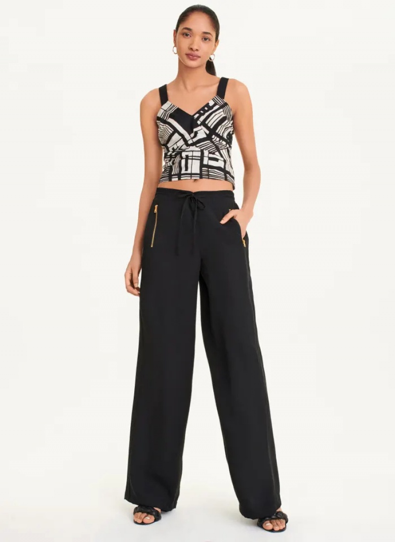 Black Women's Dkny Pull On Drawstring Pants | 6127BKYEX