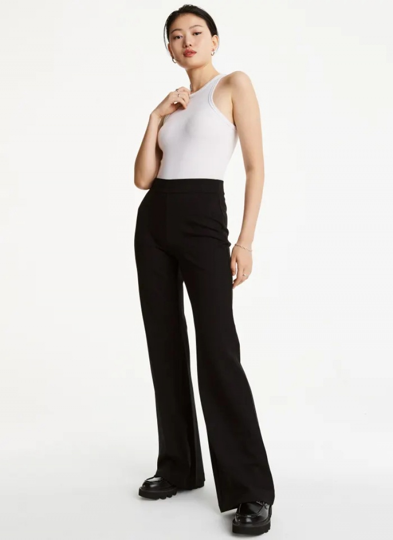 Black Women's Dkny Pull On Silky Ponte Flare Pants | 6084BOHZC