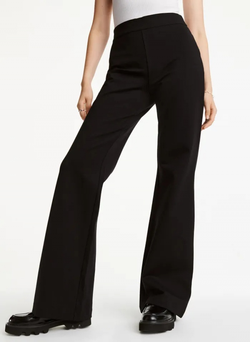 Black Women\'s Dkny Pull On Silky Ponte Flare Pants | 6084BOHZC