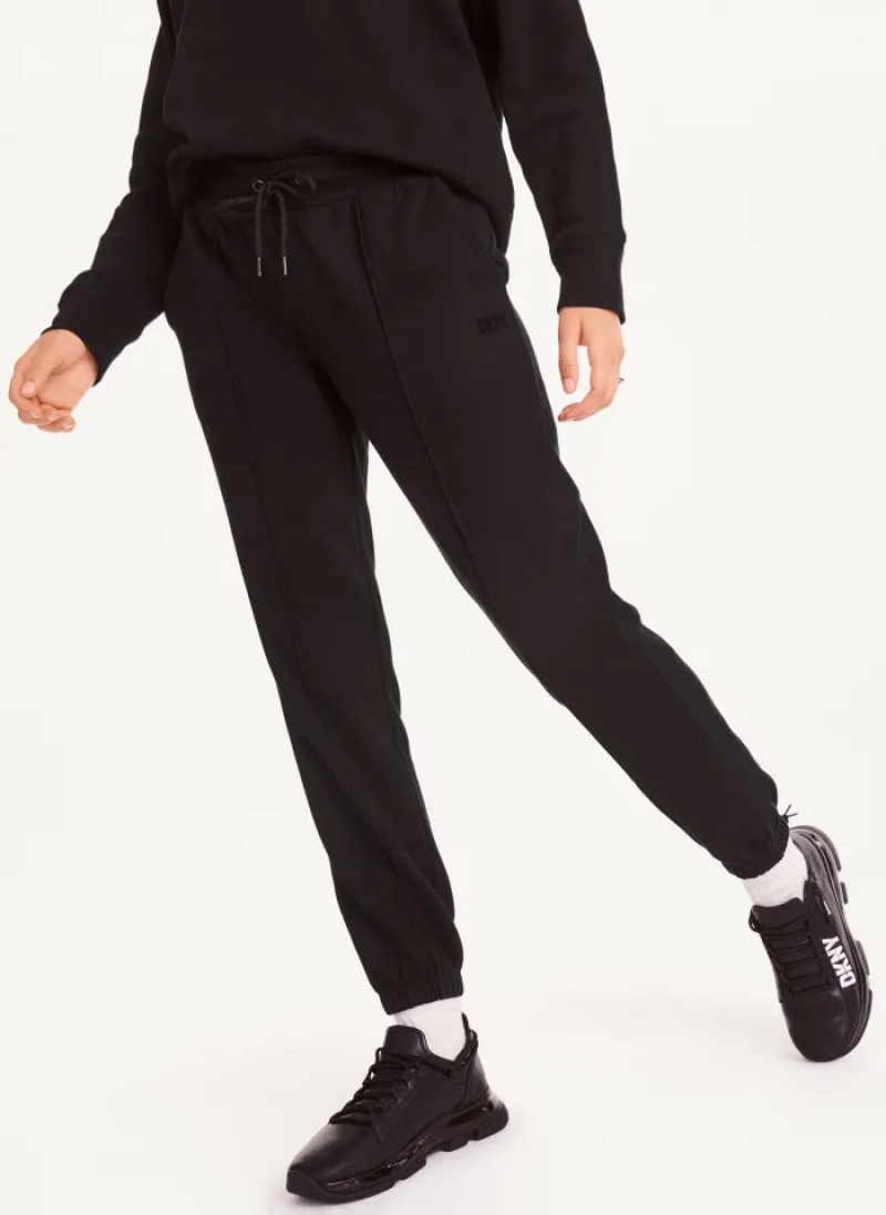 Black Women\'s Dkny Raised Logo Jogger Pants | 1876XPWZB