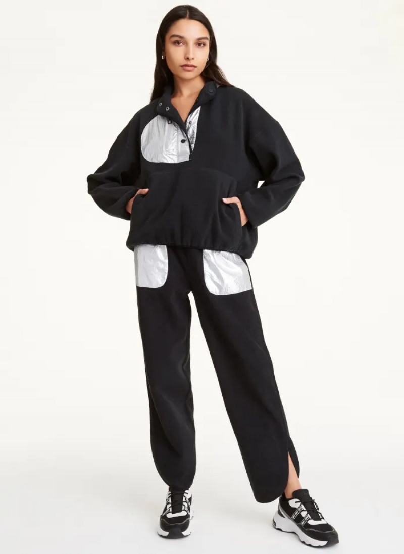 Black Women's Dkny Reversible Fleece Pullover | 4271EWNTY