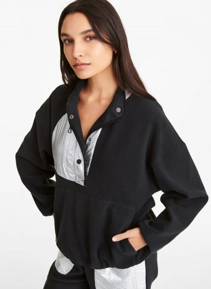 Black Women\'s Dkny Reversible Fleece Pullover | 4271EWNTY