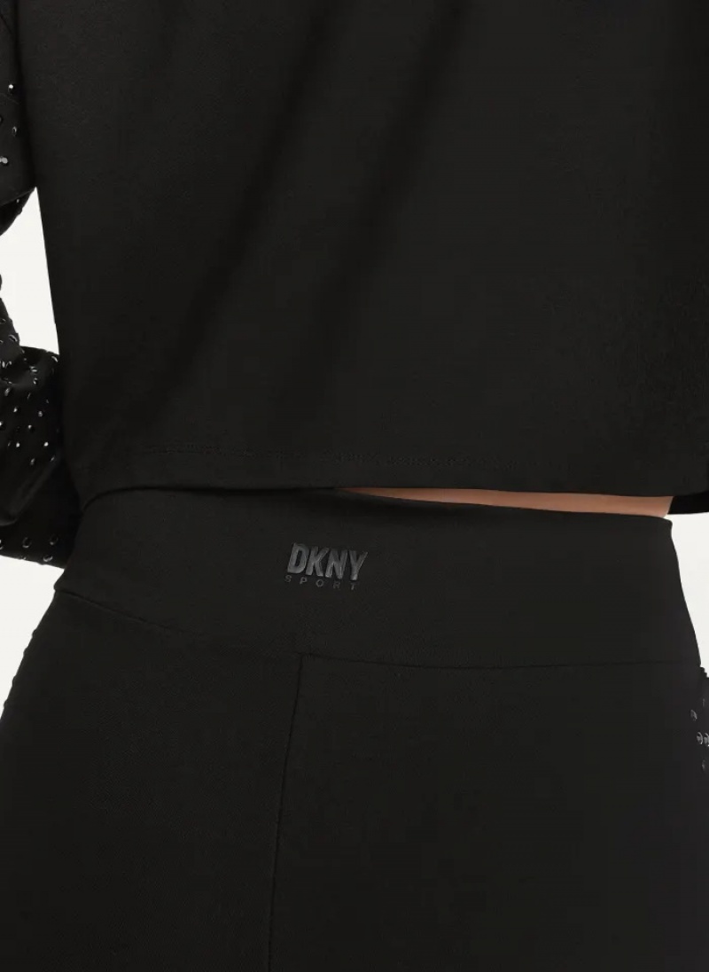 Black Women's Dkny Rhinestone Slit Pants | 4803RVZMX